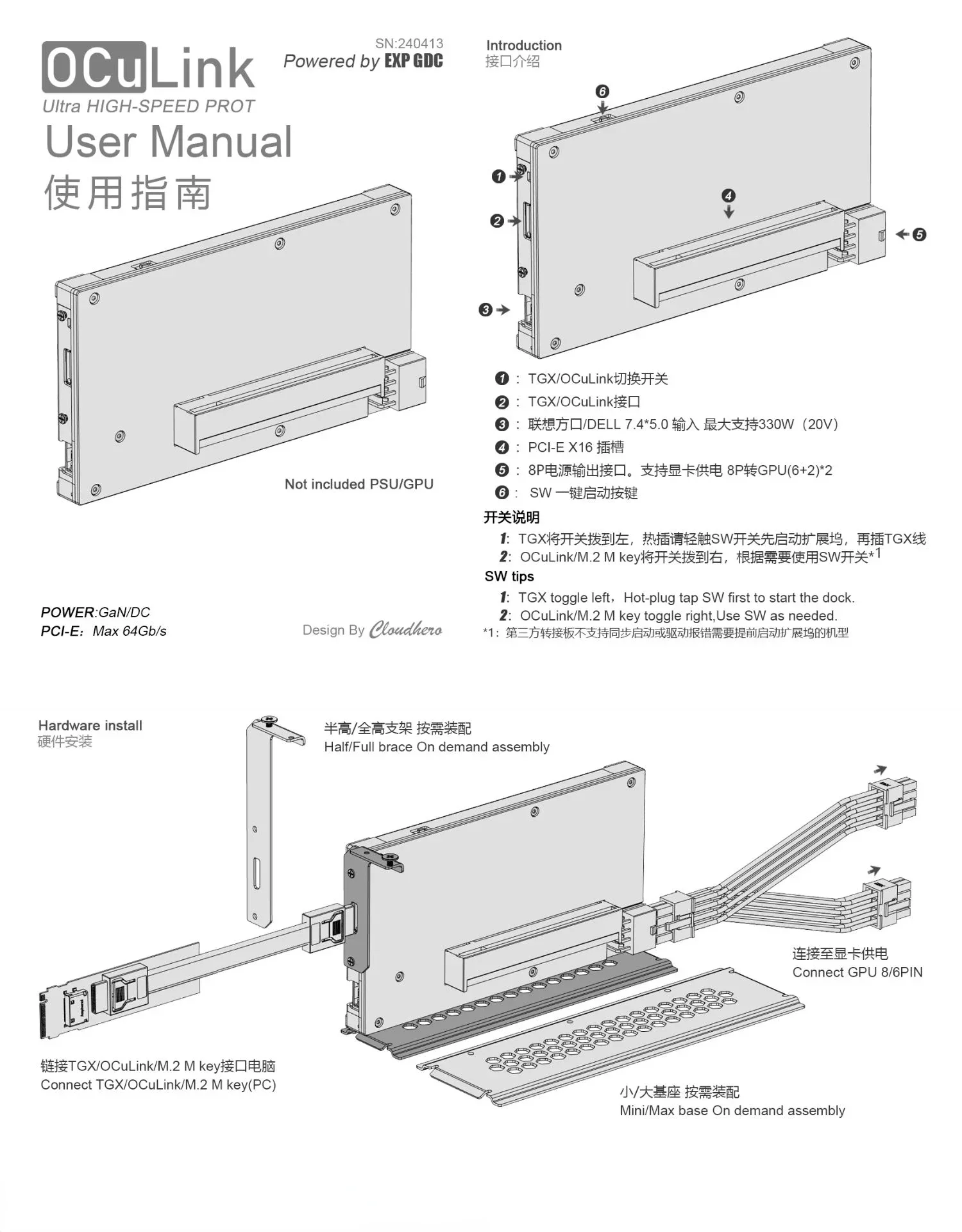 OCuP4GaN OCuLink GPU Dock Case - Oculink Egpu Mini Pc ulasan dan harga