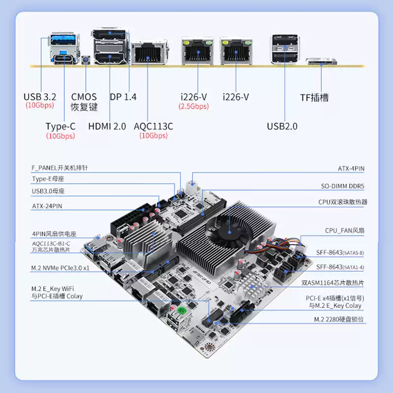 8-Bay NAS Motherboard with  N1 - Nas Motherboard 8 Sata Mini Itx ulasan dan harga