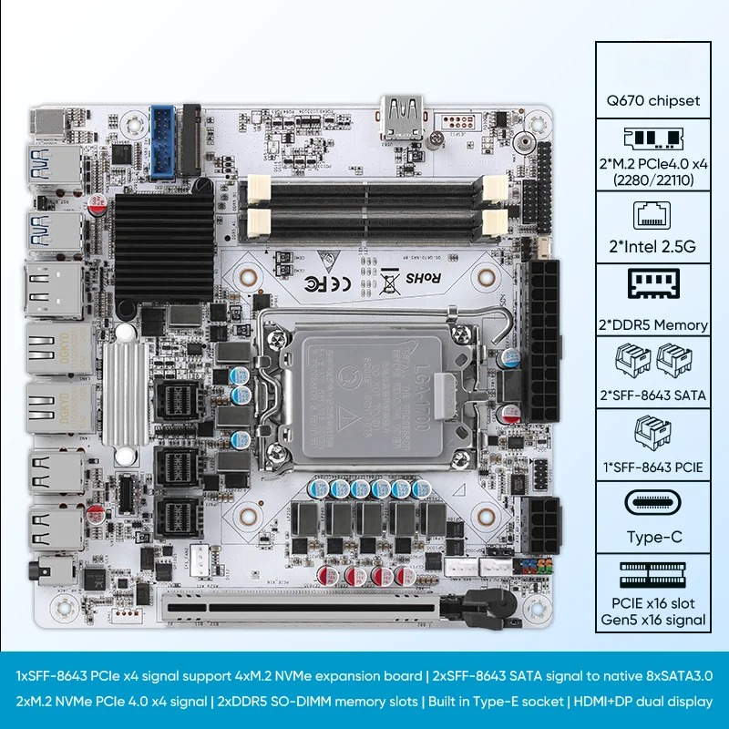 12/13/14th Gen Nas Motherboard - Lga1700 Itx Motherboard Ddr5 ulasan dan harga
